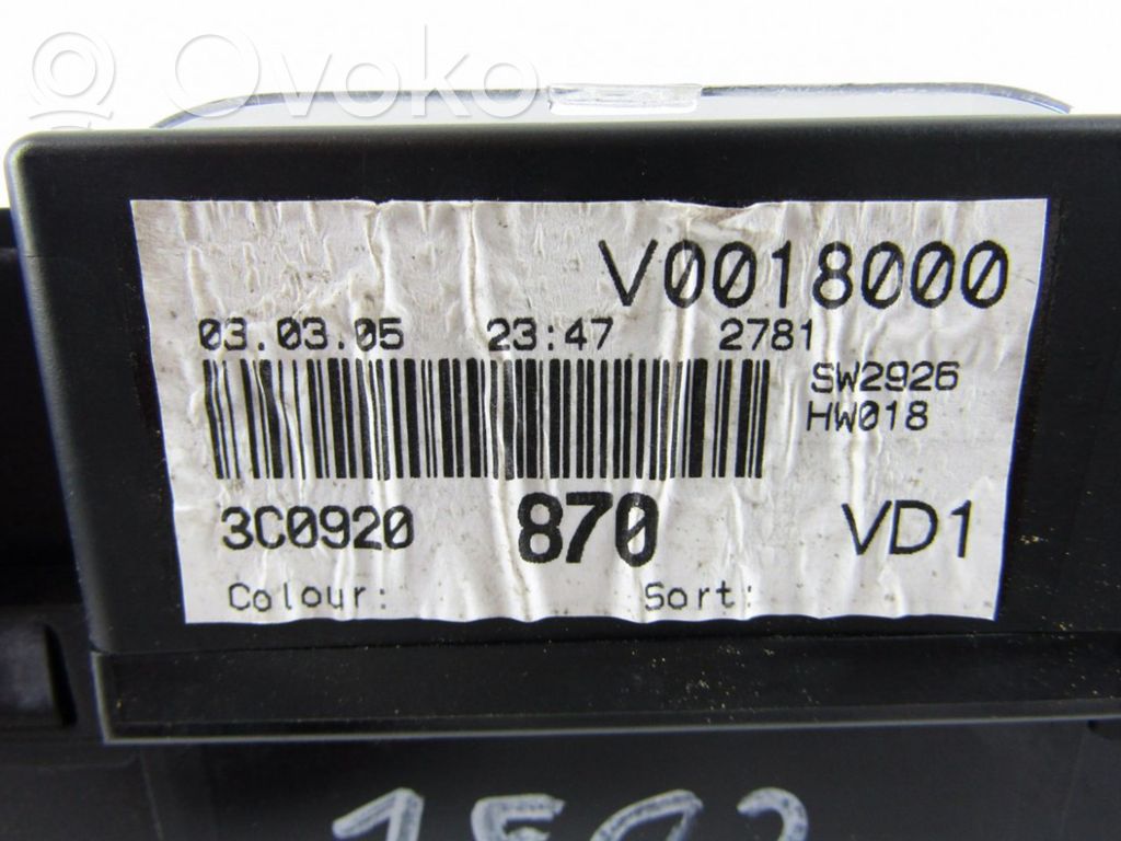 Volkswagen PASSAT B6 Spidometras (prietaisų skydelis) 