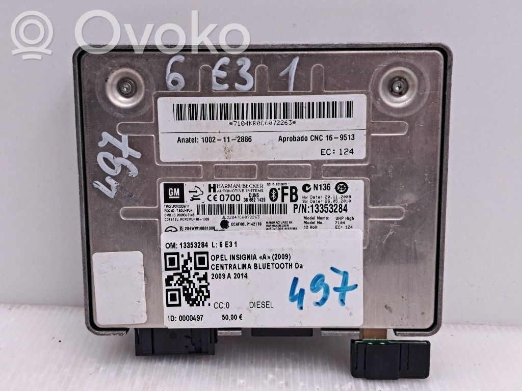 Opel Insignia A Bluetooth control unit module 