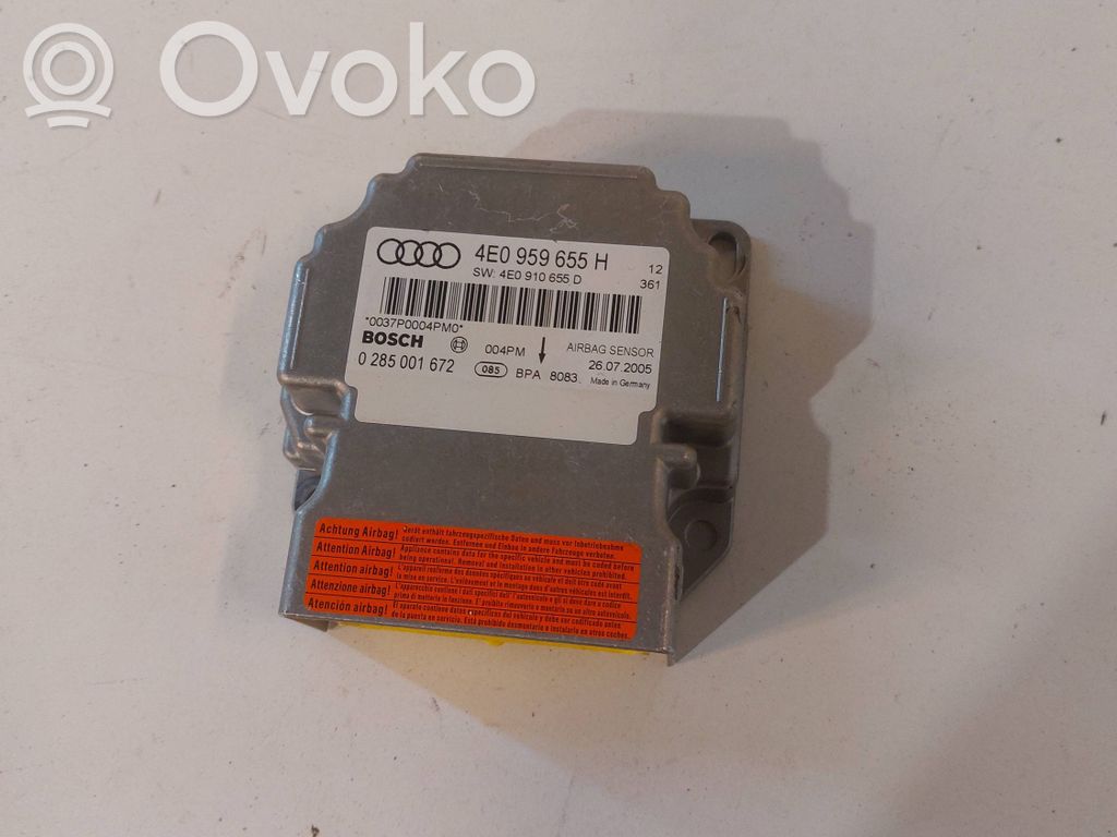Audi A8 S8 D3 4E Turvatyynyn ohjainlaite/moduuli 