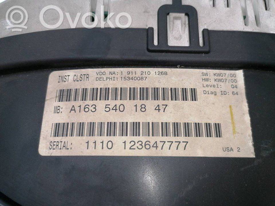 Mercedes-Benz ML W164 Vitezometru (grup de instrumente) 
