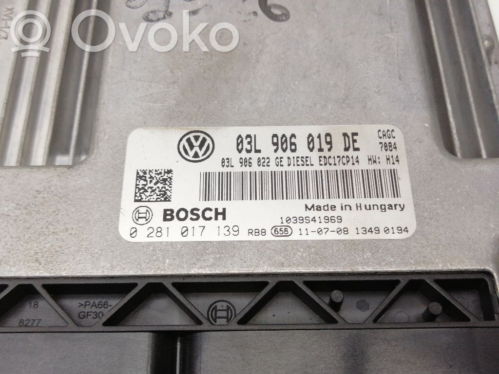 Unidad de control/módulo ECU del motor   03L906019DE,0281017139,03L906022GE