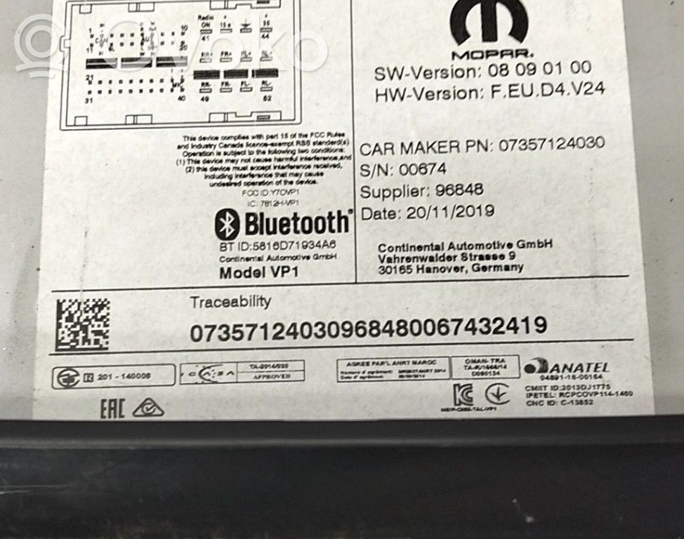 Peugeot Boxer Unità principale autoradio/CD/DVD/GPS 