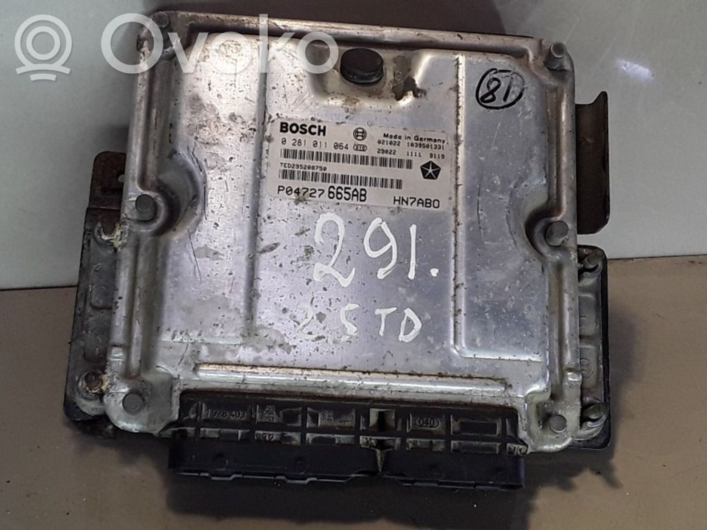 Engine control unit/module   0281011064,HN7ABO,P04727665AB