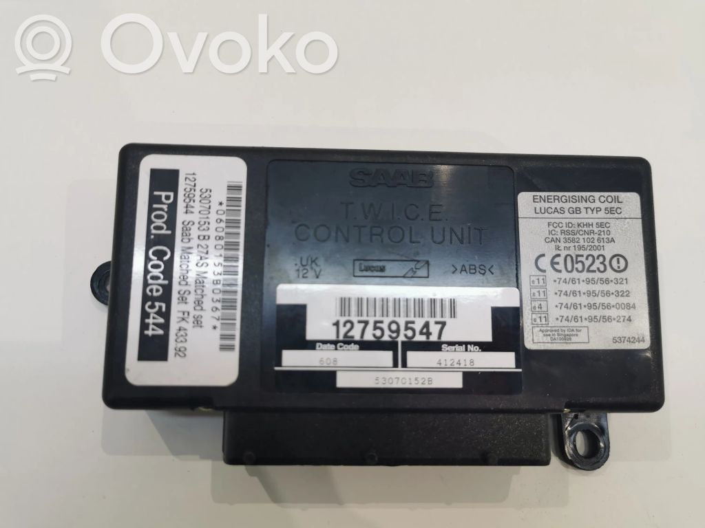 Immobilizer control unit/module   12759547,10655578