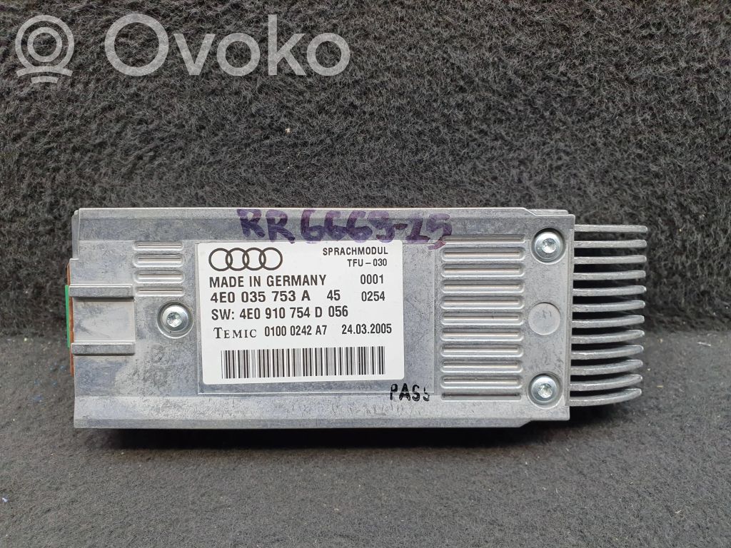 Audi A8 S8 D3 4E Voice control module 
