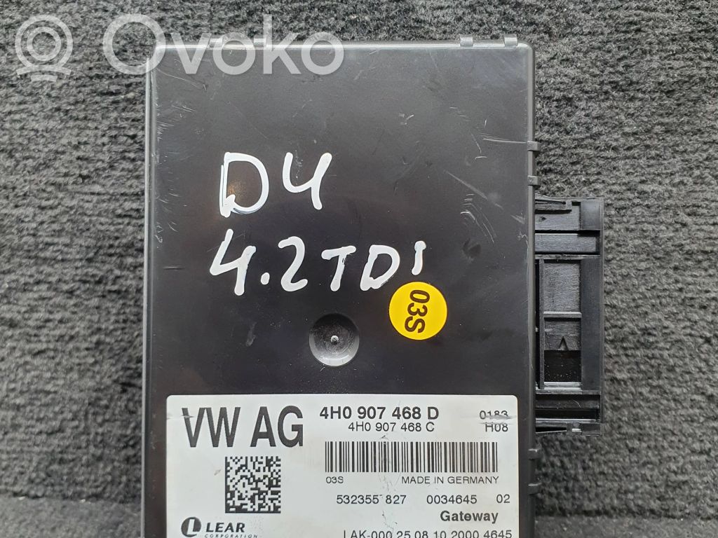 Audi A8 S8 D4 4H Módulo de control Gateway 