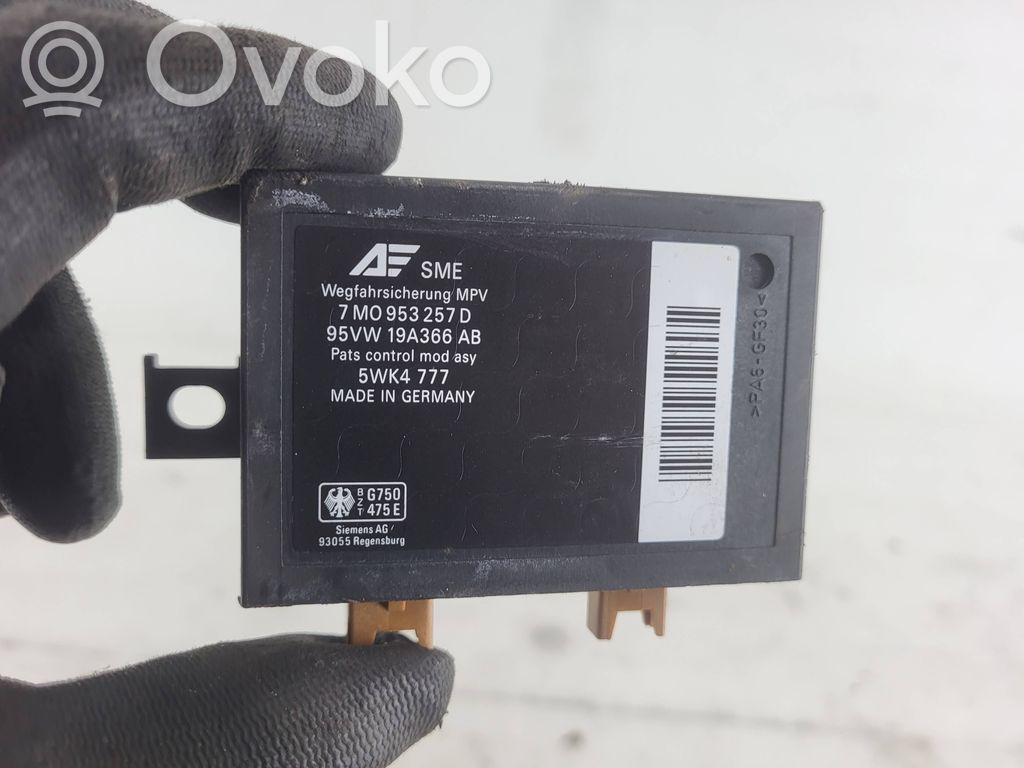 Immobilizer control unit/module   7M0953257D,95VW19A366AB,5WK4777