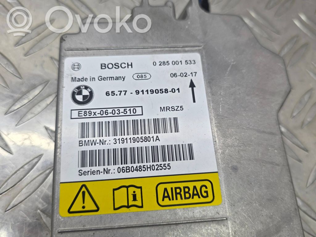 Unidad de control/módulo del Airbag   9119058,0285001533,31911905801A