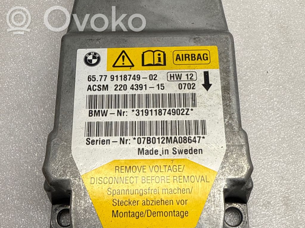 Unidad de control/módulo del Airbag   9118749,3191187490ZZ,220439115