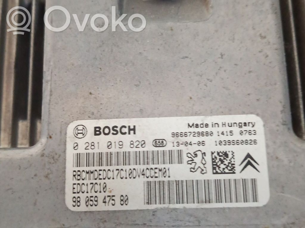 Engine control unit/module   0281019820,EDC17C109805947580,ZACK