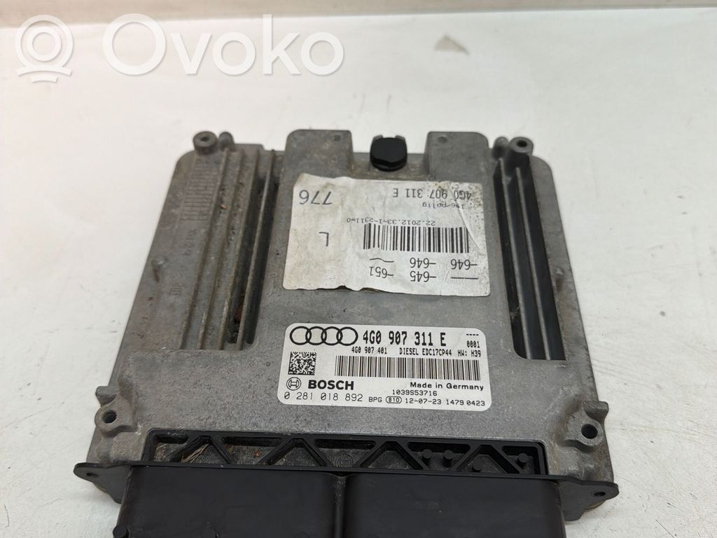Sterownik / Moduł ECU   4G0907311E,4G0987401,EDC17CP44,0281018893,14790423,8219186267,H39