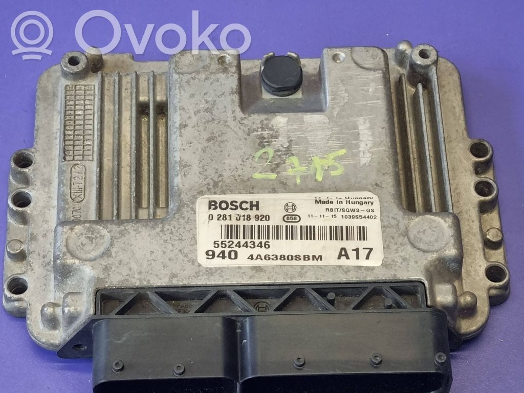 Engine control unit/module   0281018920,4A6380SBM,55244346