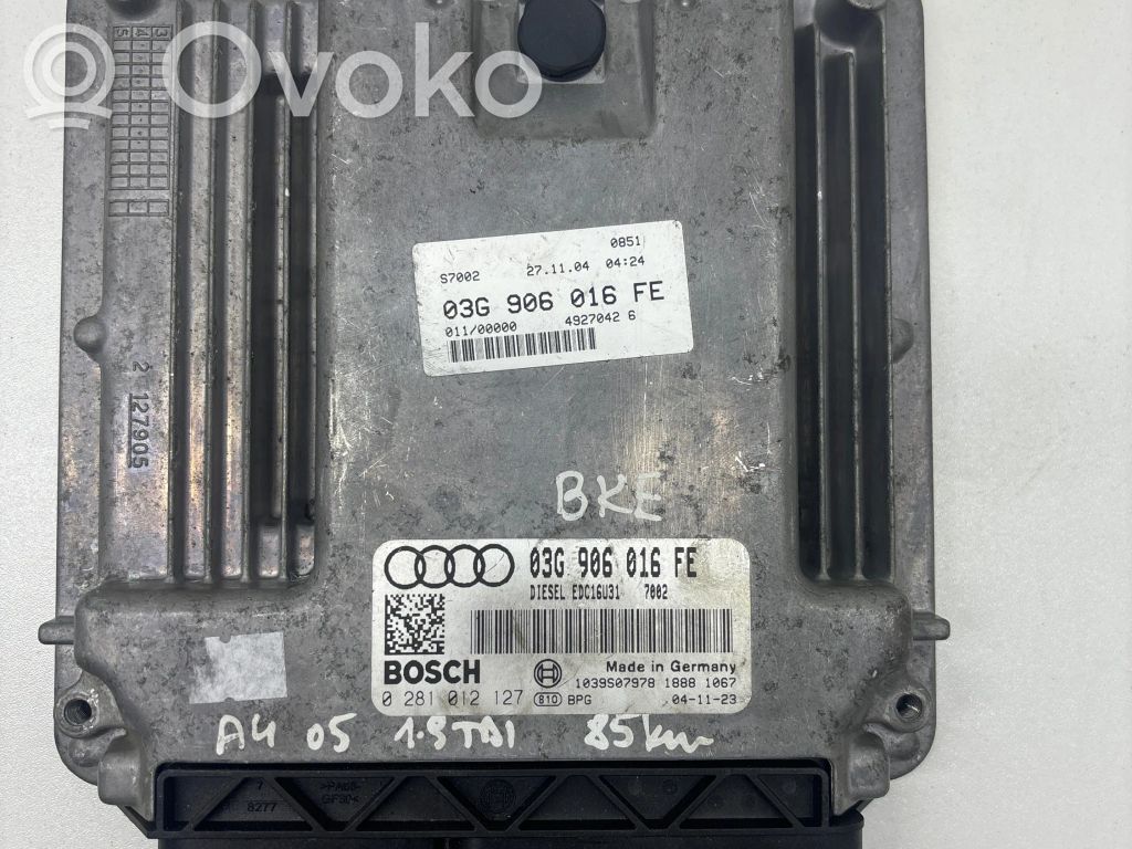 Engine control unit/module   03G906016FE,0281012127
