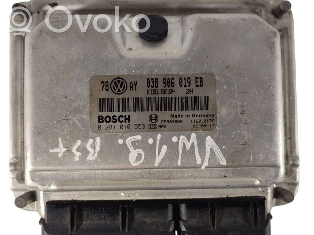 Engine control unit/module   038906019EB,28SA4860,0281010553