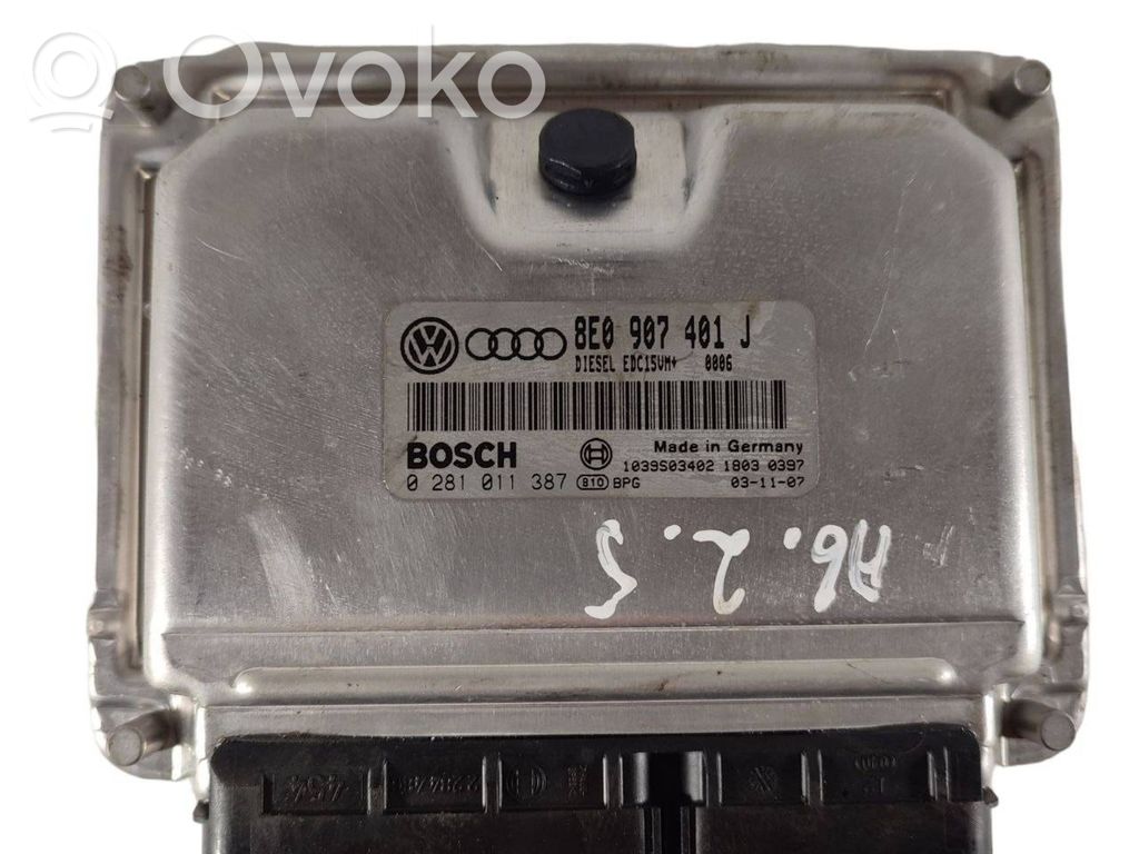 Engine control unit/module   8E0907401J,0281011387