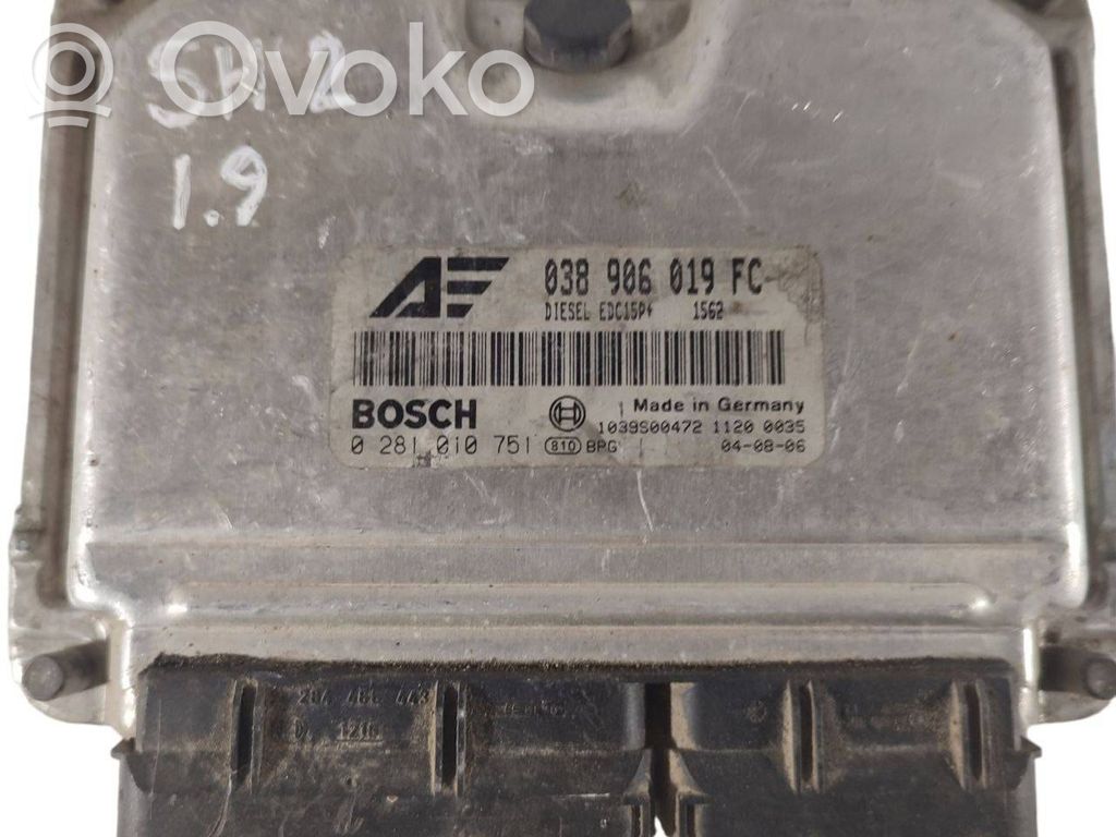 Engine control unit/module   038906019FC,0281010751,1039S00472