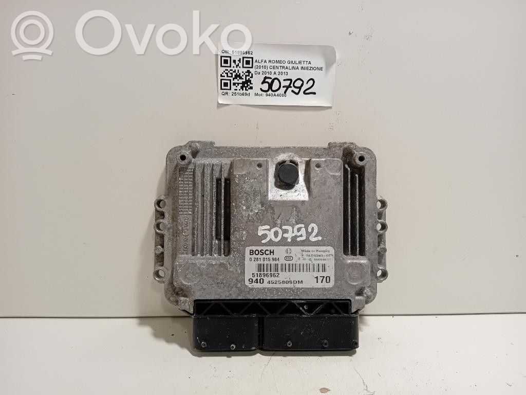Alfa Romeo Giulietta Injection control unit/module 