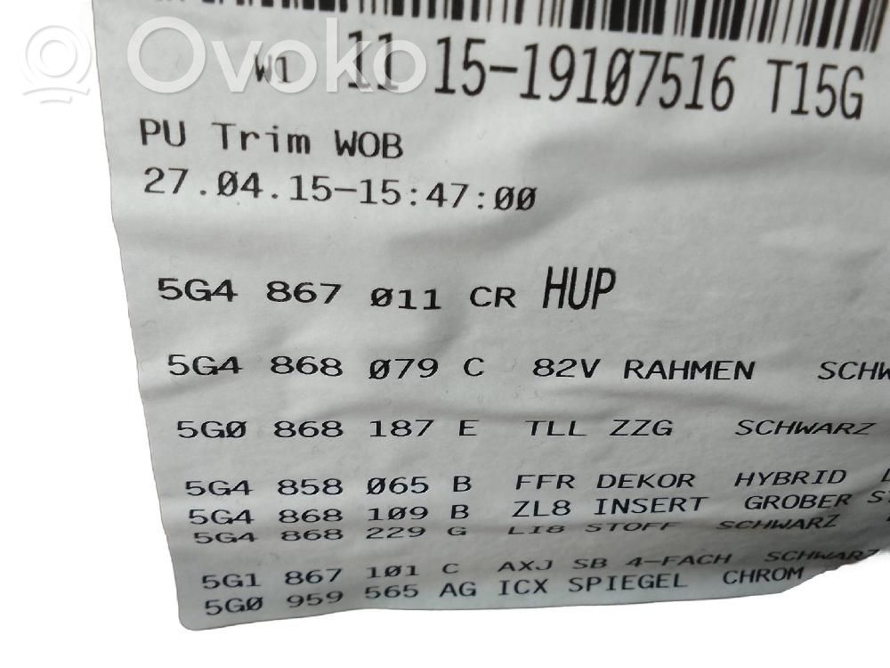 Volkswagen Golf VII Boczki / Poszycie drzwi przednich 