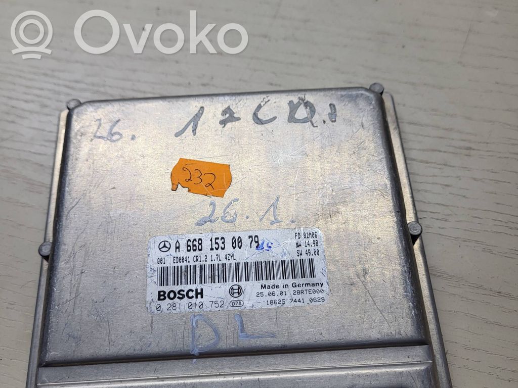 Engine control unit/module   A6681530079,28RTE000,0281010752