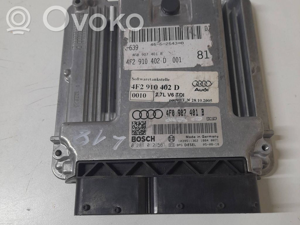 Sterownik / Moduł ECU   4F0907401B,4F2910402D,0281012561