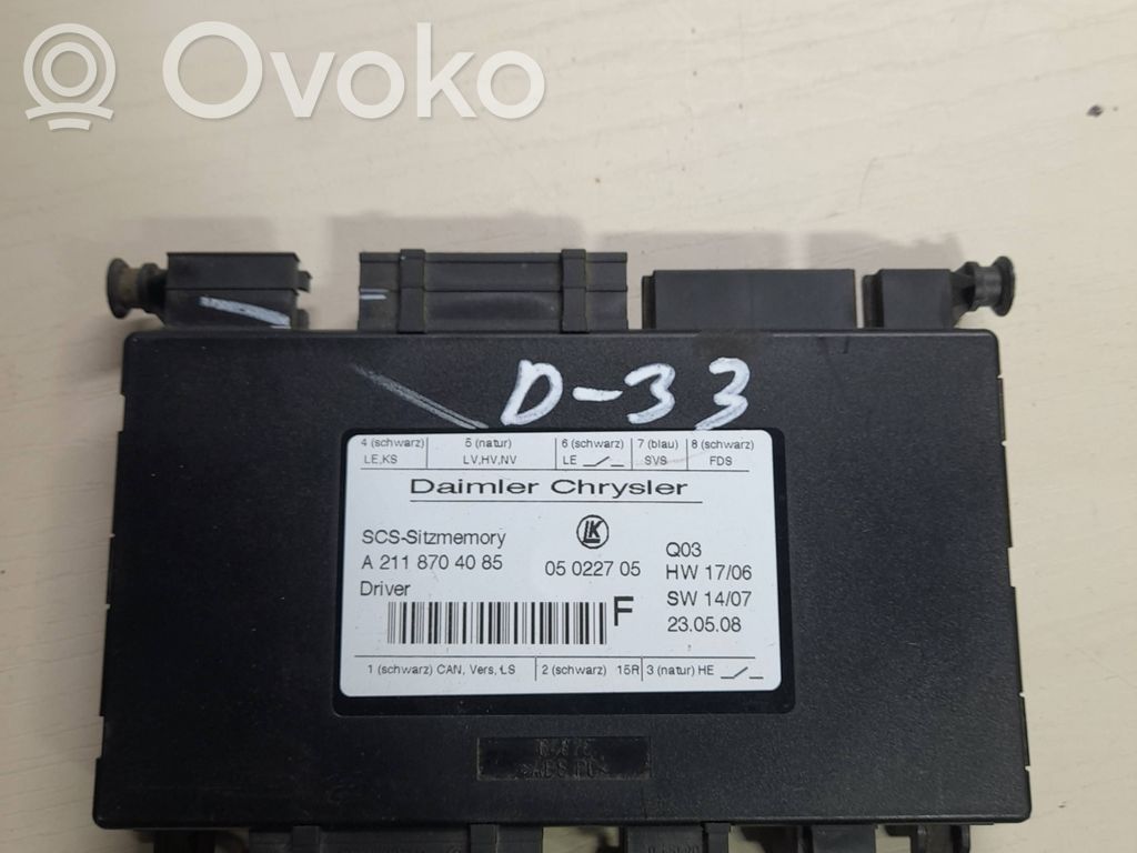 Module de commande de siège   A2118704085,05022705