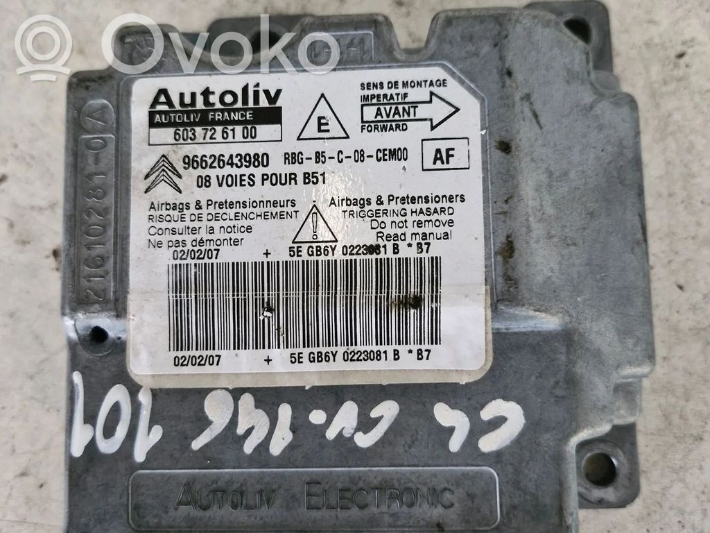 Airbag control unit/module   9662643980,603726100