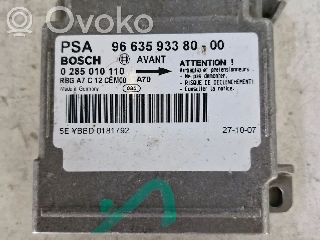 Airbag control unit/module   9663593380,0285010110