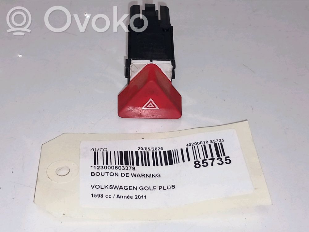 Botón interruptor de luz de peligro   5M0953509B,5M0953509B