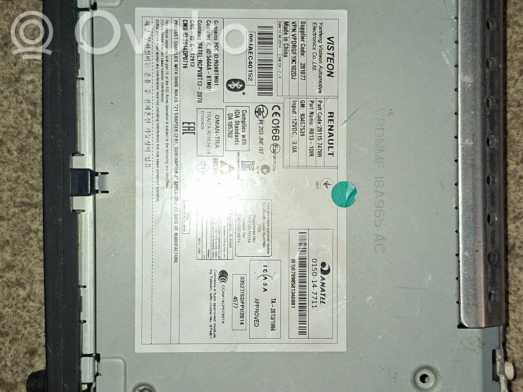 Renault Trafic III (X82) Panel / Radioodtwarzacz CD/DVD/GPS 