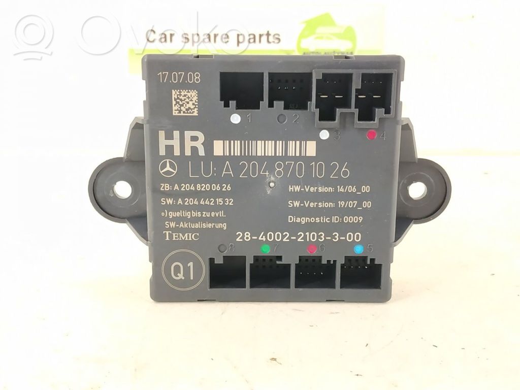Mercedes-Benz C W204 Door control unit/module 