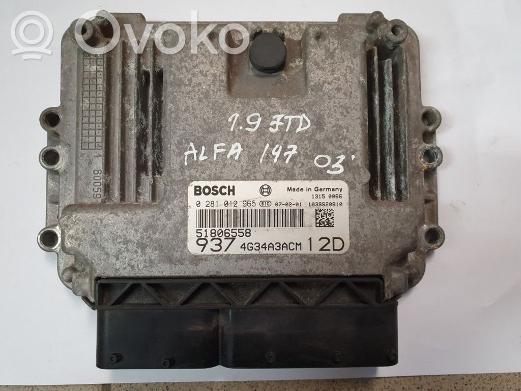 Engine control unit/module   0281012965,51806558,4G34A3ACM