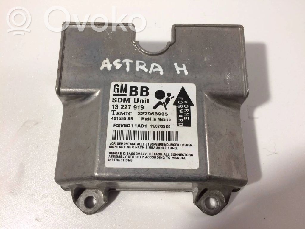 Opel Astra H Module de contrôle airbag 