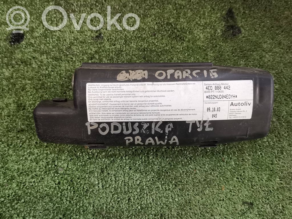 Audi A8 S8 D3 4E Sēdekļa drošības spilvens 