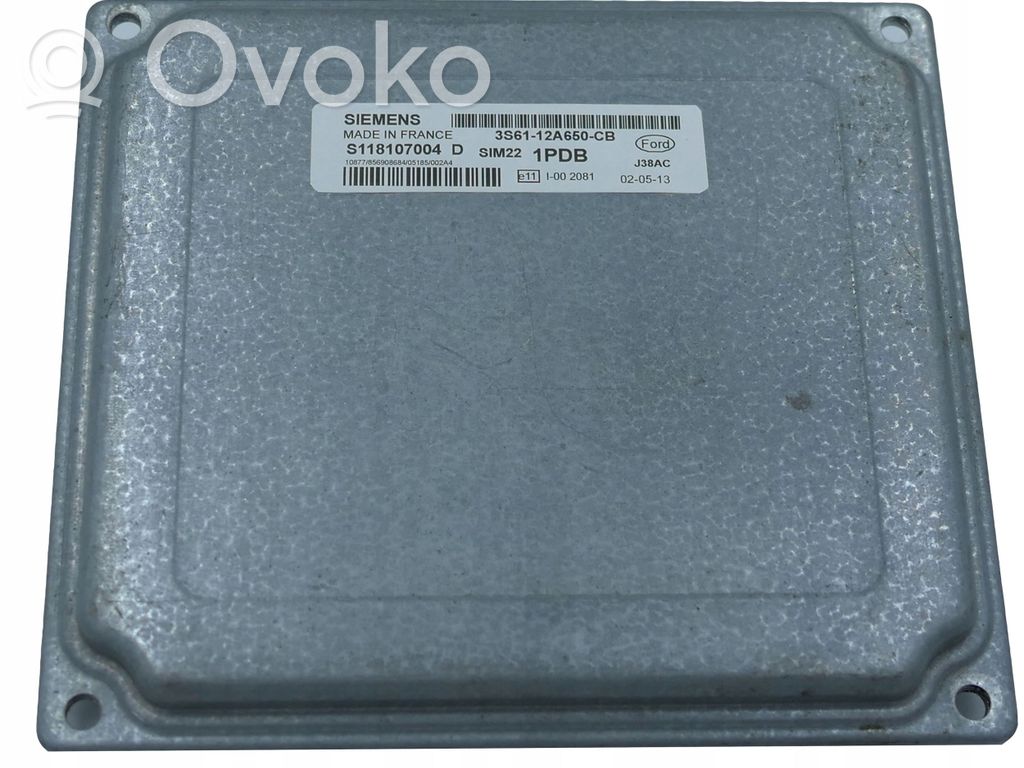 Engine control unit/module   3S6112A650CB,1PDB,S118107004D