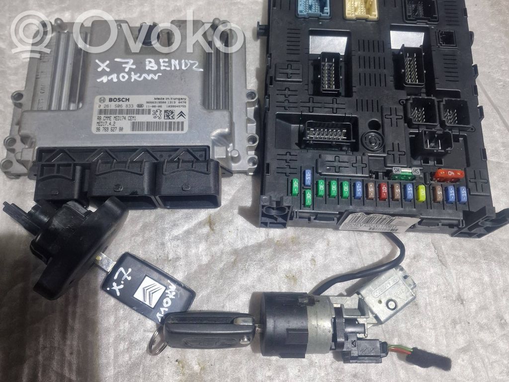 Citroen C5 Juego de cerradura y set ECU del motor 