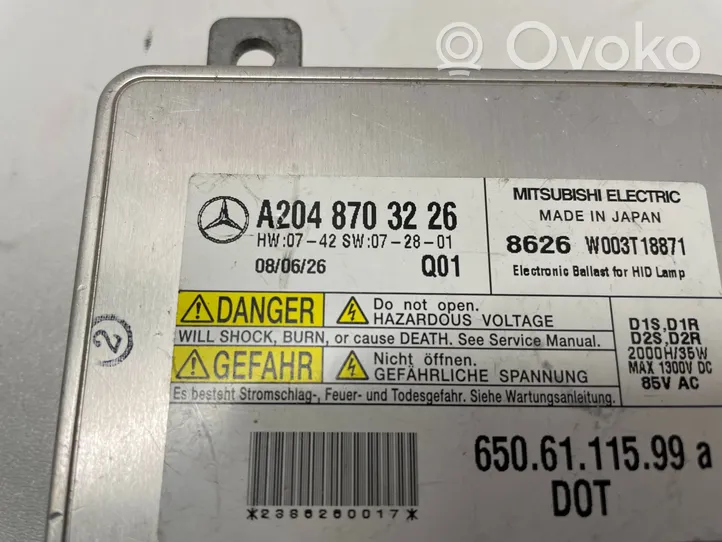 Mercedes-Benz GLK (X204) Sterownik / moduł świateł Xenon A2048703226