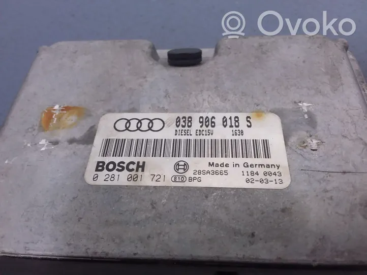 Audi A4 S4 B5 8D Moottorin ohjainlaite/moduuli (käytetyt) 038906018S