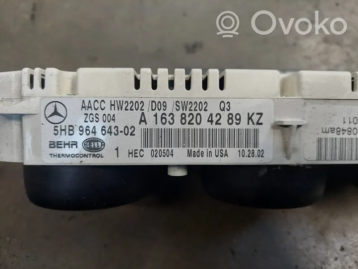 Mercedes-Benz ML W163 Ilmastoinnin ohjainlaite A1638204289