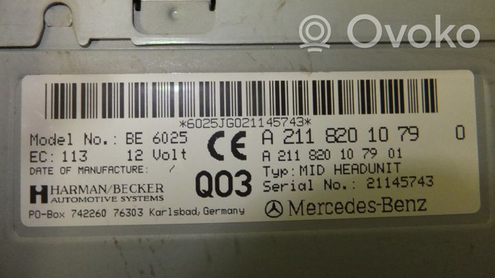 Mercedes-Benz E W211 Radio/CD/DVD/GPS-pääyksikkö A2118201079