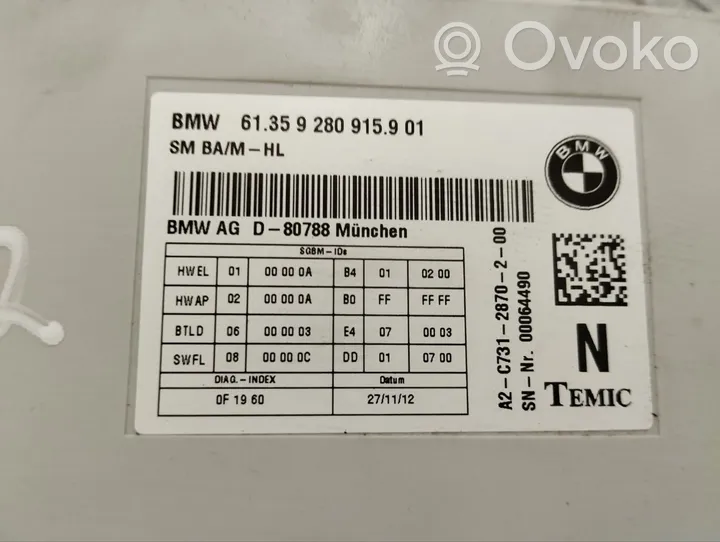 BMW 5 GT F07 Module de commande de siège 9280915