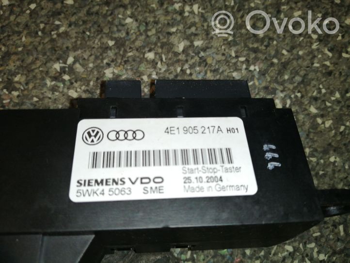 Audi A8 S8 D3 4E Interruttore a pulsante start e stop motore 4E1905217A