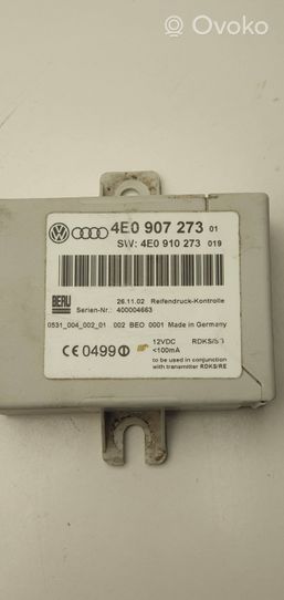 Audi A8 S8 D3 4E Module de pression des pneus 4E0907273