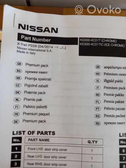 Nissan X-Trail T32 Listwa drzwi KE600-4C017-IC