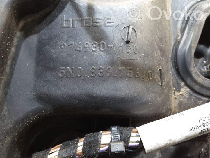 Volkswagen Tiguan Mechanizm podnoszenia szyby tylnej bez silnika 5N0839756D