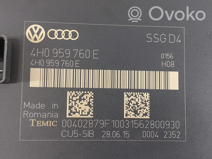 Audi A8 S8 D4 4H Modulo di controllo sedile 4H0959760E