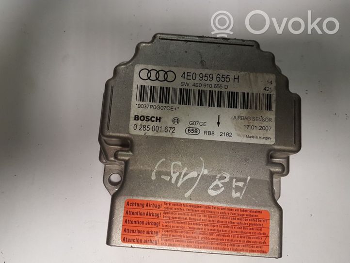 Audi A8 S8 D3 4E Turvatyynyn ohjainlaite/moduuli 4E0959655H