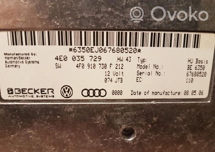 Audi A6 S6 C6 4F Module de contrôle vidéo 4E0035729