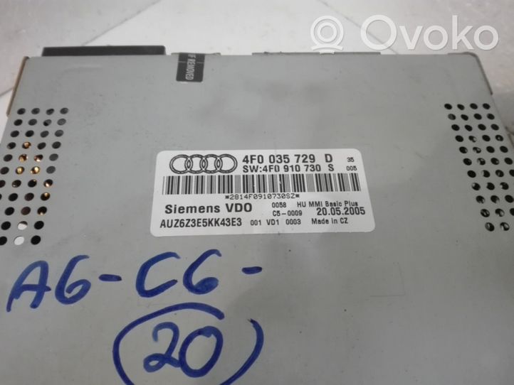 Audi A6 S6 C6 4F Unità principale autoradio/CD/DVD/GPS 4F0035729D