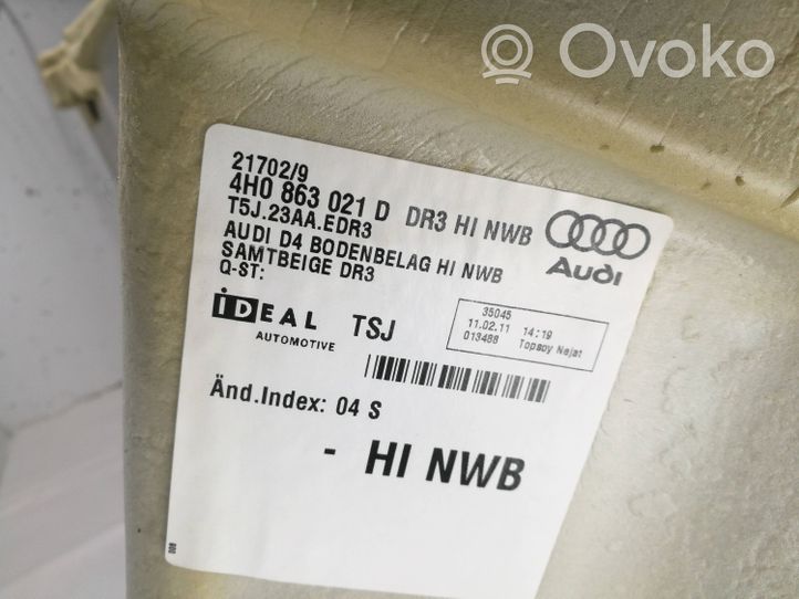 Audi A8 S8 D4 4H Tappetino posteriore 4H0863021D