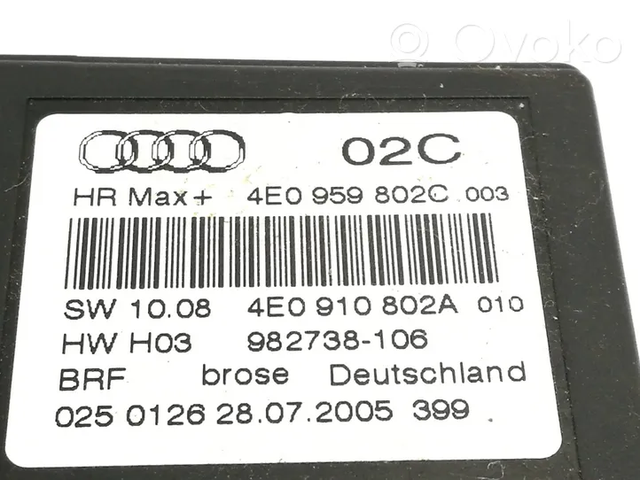 Audi A8 S8 D3 4E Moteur de lève-vitre de porte arrière 4E0959802C
